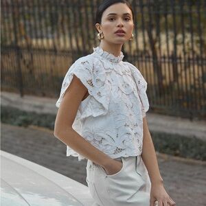 Anthropologie White Lace Blouse